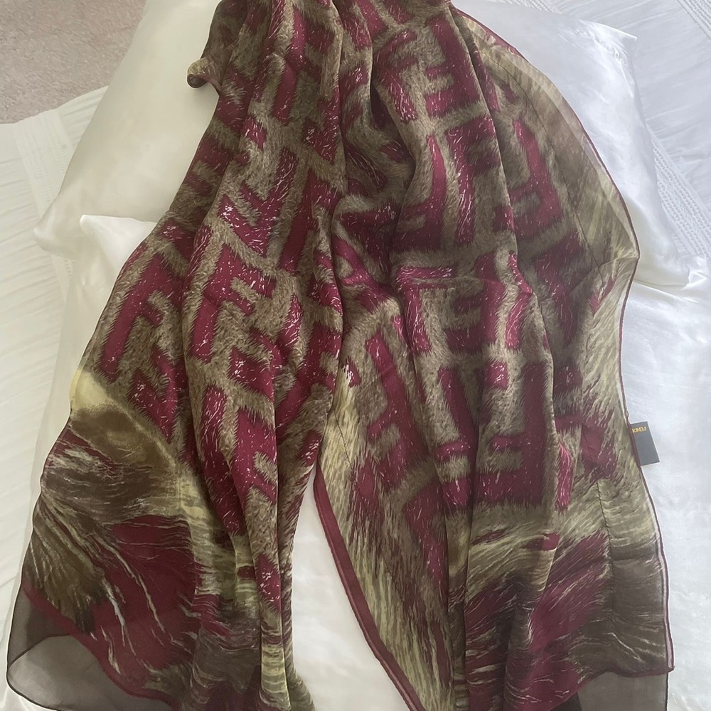 Elegant Burgundy and Olive Scarf